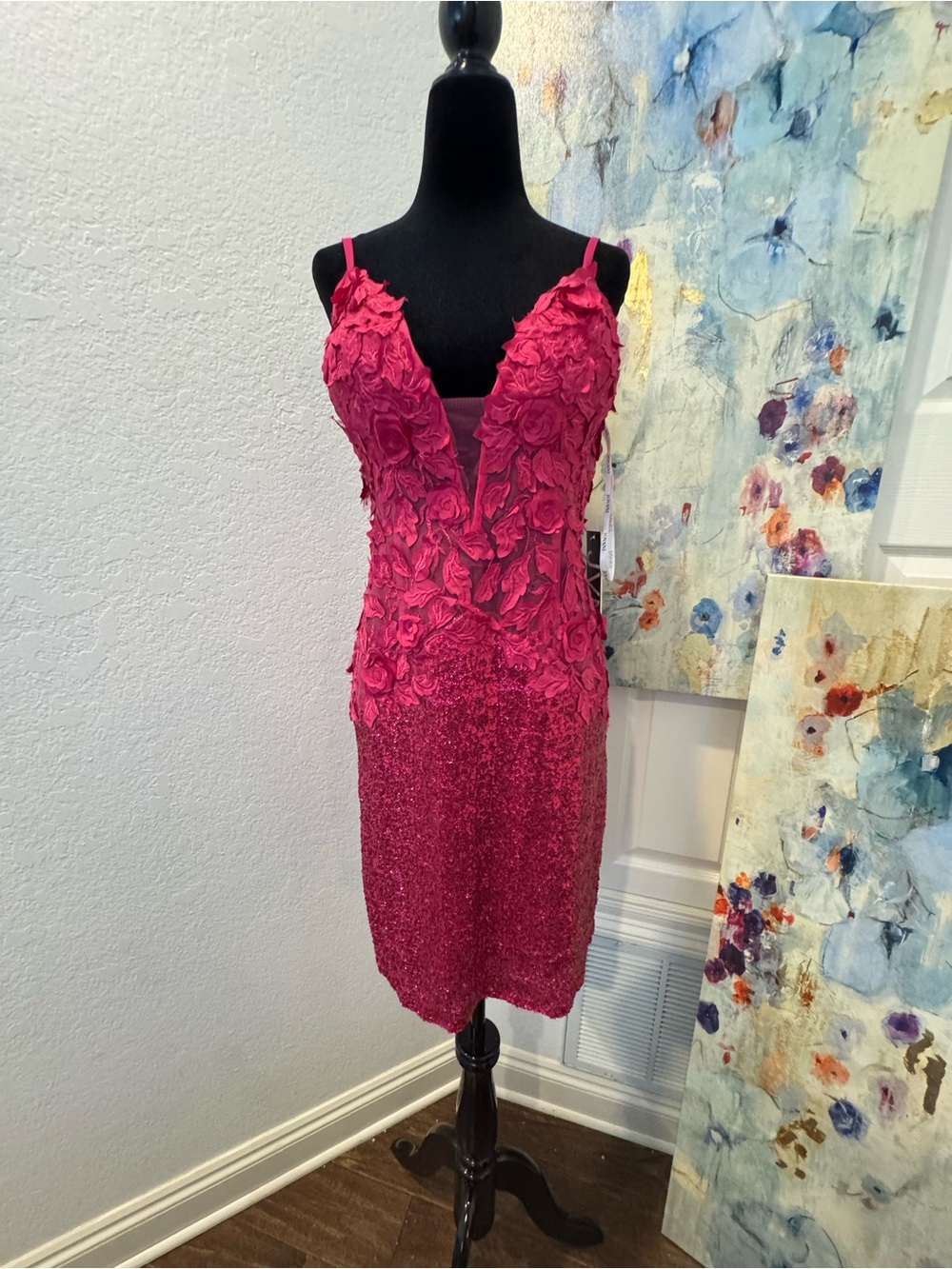 NWT Jovani Raspberry Mini Dress 07668